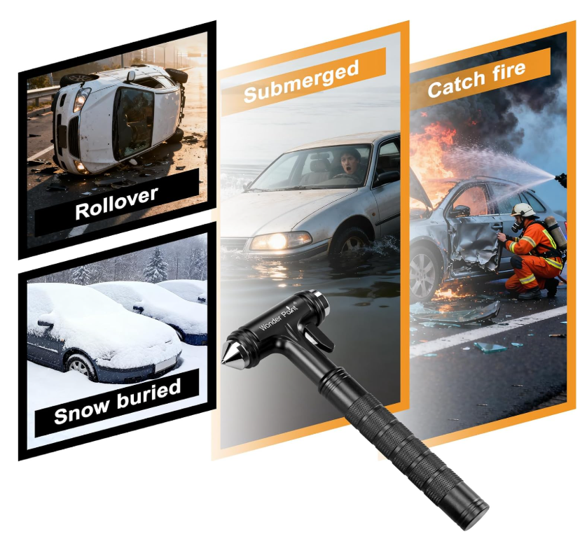 Hammer with Seatbelt Cutter